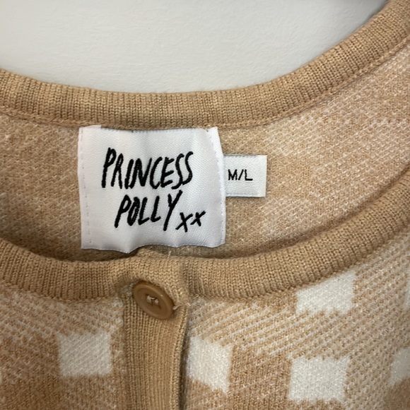 Princess Polly Plaid Tan Cropped Tank Size Medium/Large - Picture 3 of 3